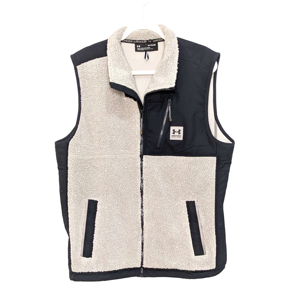 Under Armour Mens XL Mission Boucle Vest Black Pewter Sherpa Full Zip
